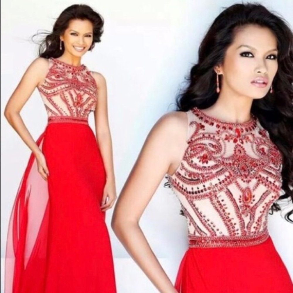 Sherri Hill Red Beaded Gown